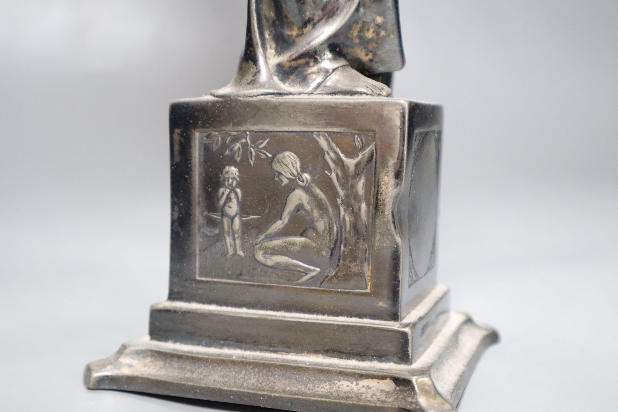 A WMF style pewter figural mirror, height 45cm